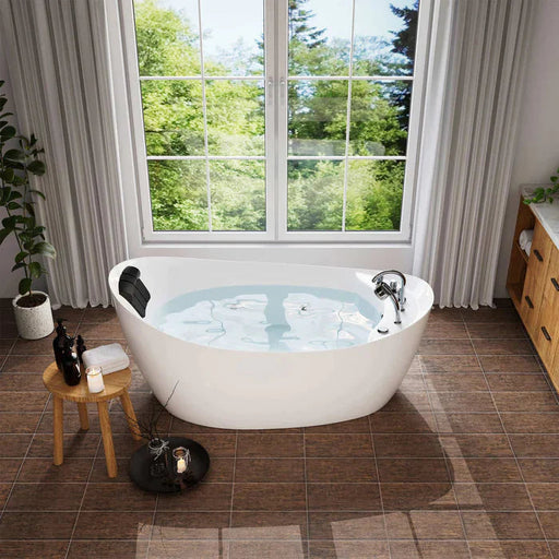 Empava 67" Freestanding Whirlpool Acrylic Bathtub with Faucet, EMPV-67AIS02 Empava