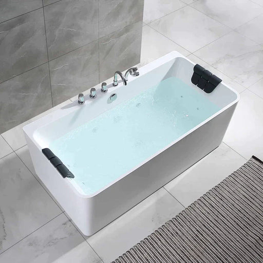 Empava 67" Freestanding Whirlpool Acrylic Bathtub with Faucet, EMPV-67AIS03 Empava