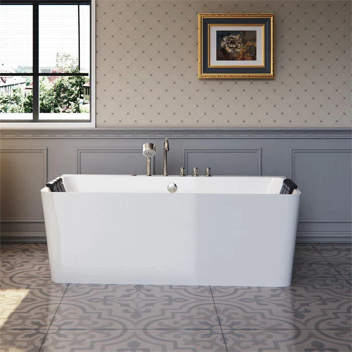 Empava 67" Freestanding Whirlpool Acrylic Bathtub with Faucet, EMPV-67AIS03 Empava