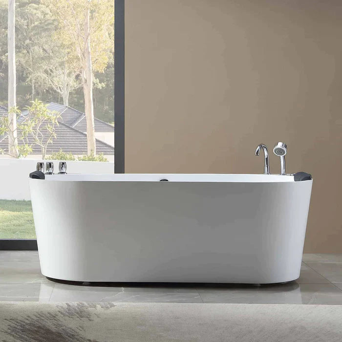 Empava 67" Freestanding Whirlpool Bathtub with Faucet, EMPV-67AIS07 Empava