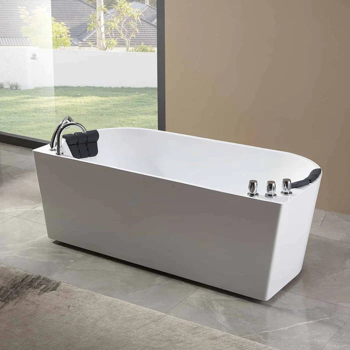Empava 67" Freestanding Whirlpool Bathtub with Faucet, EMPV-67AIS07 Empava