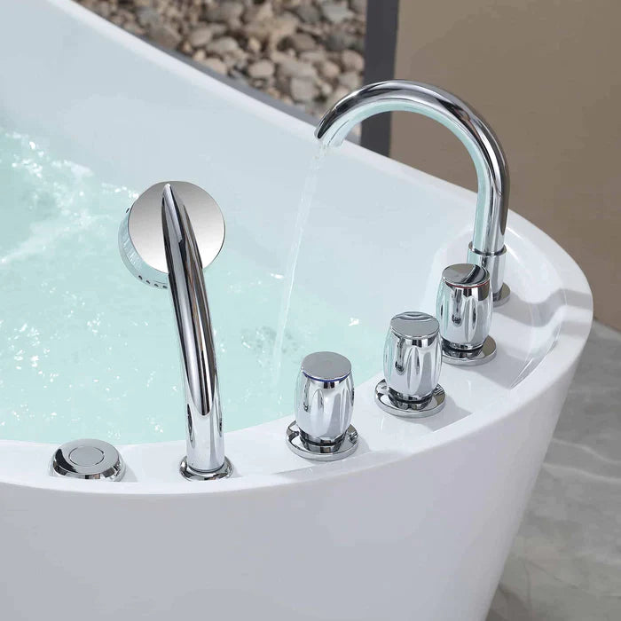 Empava 67" Freestanding Oval Whirlpool Bathtub with Faucet, EMPV-67AIS09 Empava