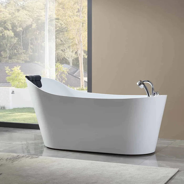 Empava 67" Freestanding Oval Whirlpool Bathtub with Faucet, EMPV-67AIS09 Empava