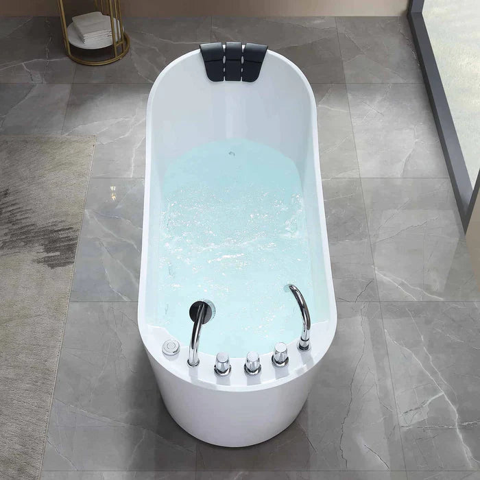 Empava 67" Freestanding Oval Whirlpool Bathtub with Faucet, EMPV-67AIS09 Empava