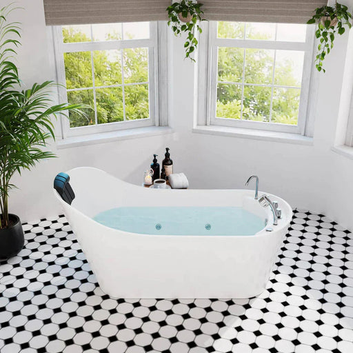 Empava 67" Freestanding Oval Whirlpool Bathtub with Faucet, EMPV-67AIS09 Empava