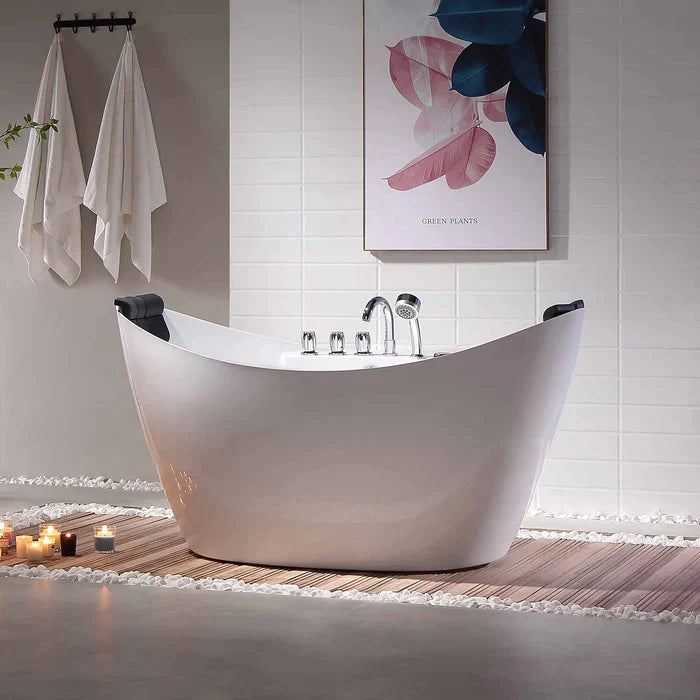 Empava 67" Freestanding Hourglass Whirlpool Bathtub with Faucet, EMPV-67AIS10 Empava