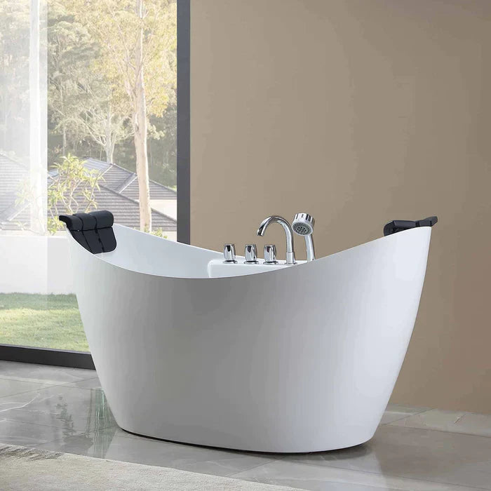 Empava 67" Freestanding Hourglass Whirlpool Bathtub with Faucet, EMPV-67AIS10 Empava