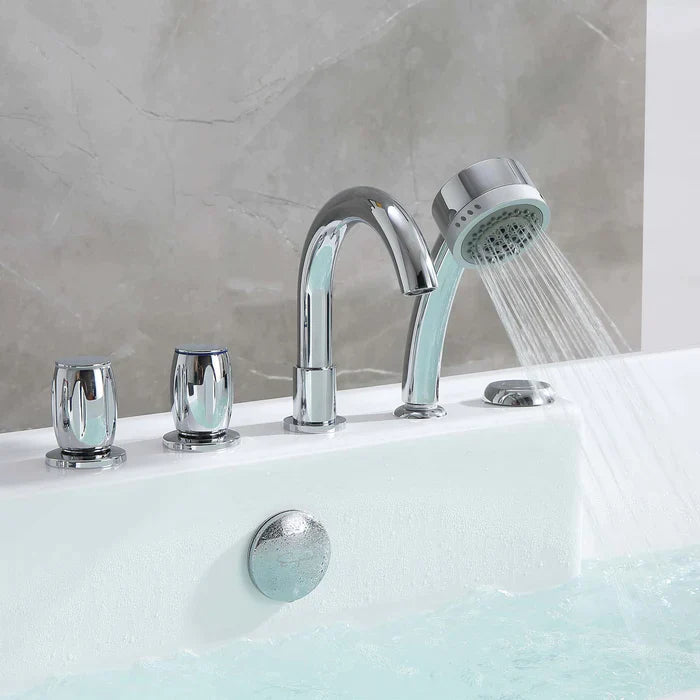 Empava 67" Freestanding Flat Bottom Whirlpool Bathtub with Faucet, EMPV-67AIS16 Empava