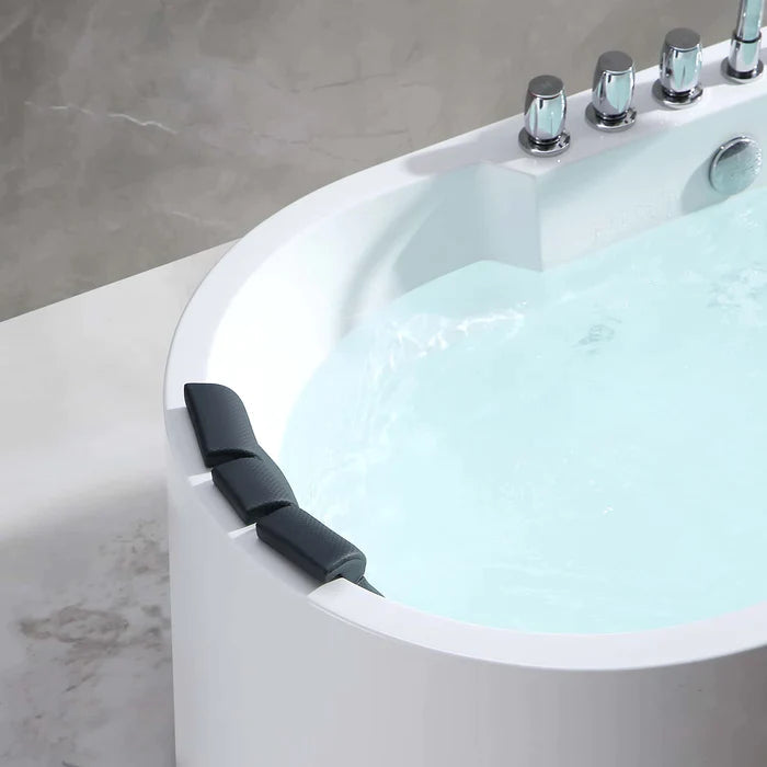 Empava 67" Freestanding Oval Whirlpool Bathtub with Faucet, EMPV-67AIS17 Empava
