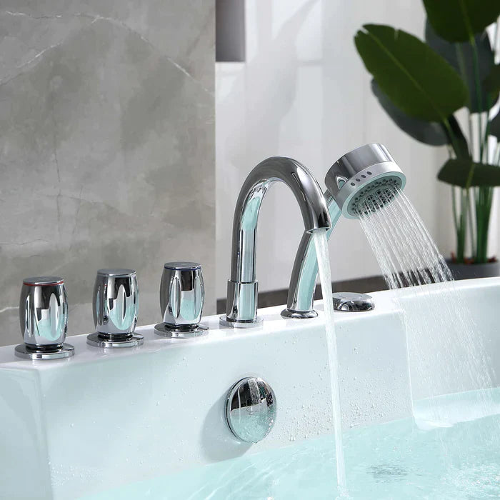 Empava 67" Freestanding Oval Whirlpool Bathtub with Faucet, EMPV-67AIS17 Empava