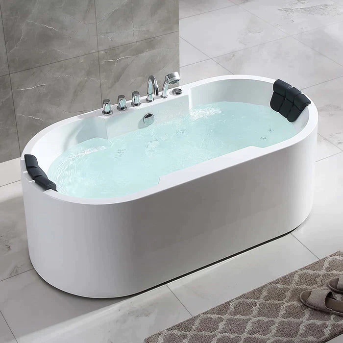 Empava 67" Freestanding Oval Whirlpool Bathtub with Faucet, EMPV-67AIS17 Empava