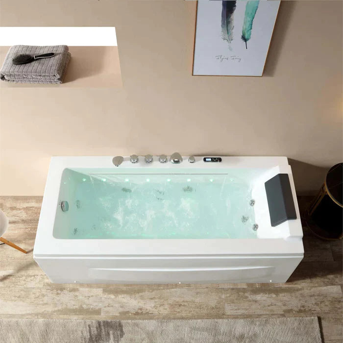 Empava 67" Modern Alcove Combination Massage Thermostatic LED Bathtub with Left Drain, EMPV-67JT351LED Empava