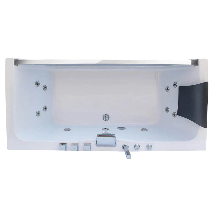 Empava 67" Modern Alcove Whirlpool Bathtub with Center Drain and LED Lights, EMPV-67JT408LED Empava