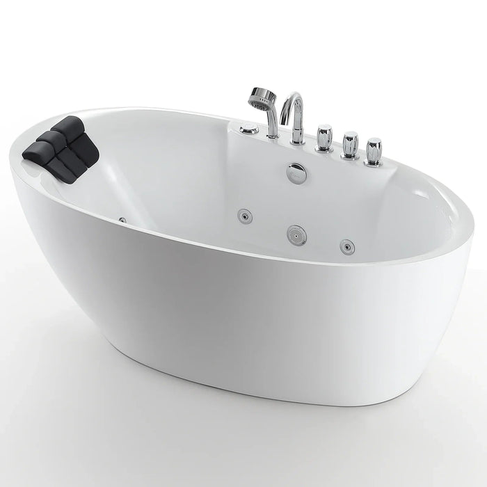 Empava 71" Freestanding Oval Whirlpool Bathtub with Faucet, EMPV-71AIS14 Empava