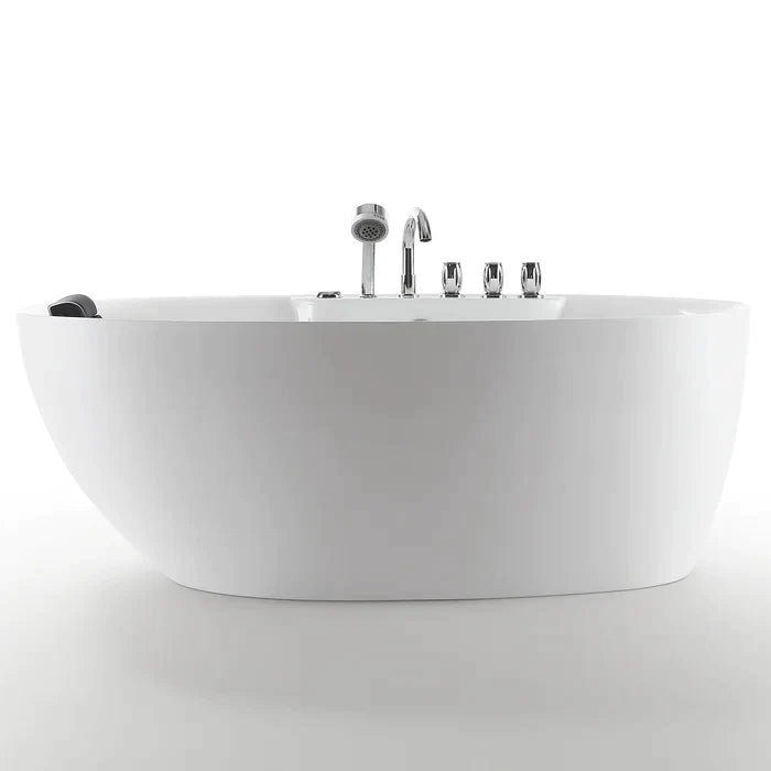 Empava 71" Freestanding Oval Whirlpool Bathtub with Faucet, EMPV-71AIS14 Empava