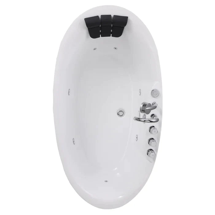Empava 71" Freestanding Oval Whirlpool Bathtub with Faucet, EMPV-71AIS14 Empava