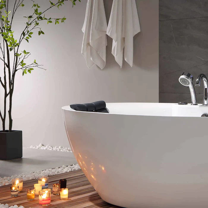 Empava 71" Freestanding Oval Whirlpool Bathtub with Faucet, EMPV-71AIS14 Empava