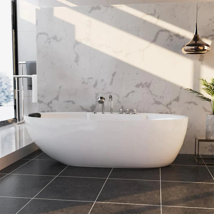 Empava 71" Freestanding Oval Whirlpool Bathtub with Faucet, EMPV-71AIS14 Empava
