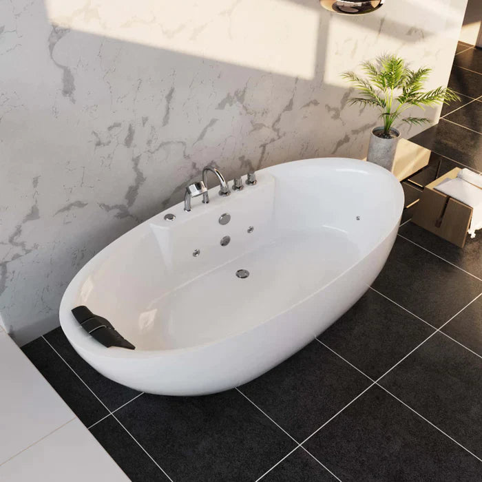Empava 71" Freestanding Oval Whirlpool Bathtub with Faucet, EMPV-71AIS14 Empava