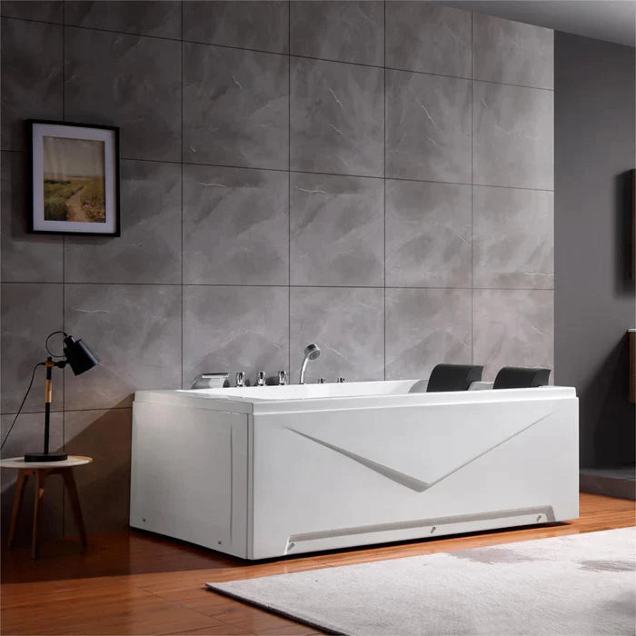 Empava 71" Alcove Whirlpool 2-Person Bathtub with Right Drain, EMPV-71JT667B Empava