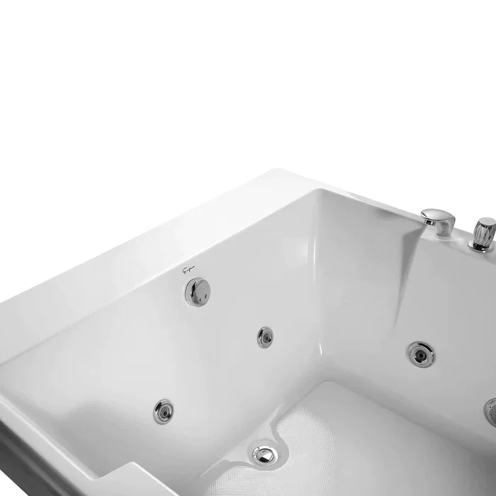 Empava 72" Modern Alcove Whirlpool 2-Person Bathtub with Left Drain and LED Lights, EMPV-72JT367LED Empava