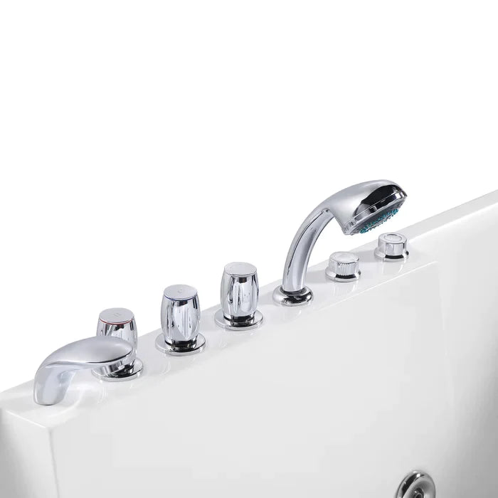Empava 72" Modern Alcove Whirlpool 2-Person Bathtub with Left Drain and LED Lights, EMPV-72JT367LED Empava