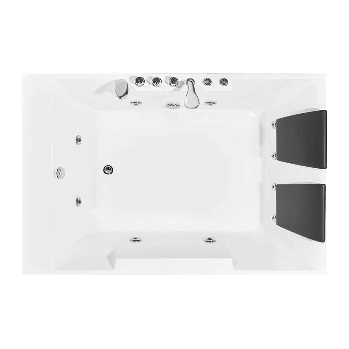 Empava 72" Modern Alcove Whirlpool 2-Person Bathtub with Left Drain and LED Lights, EMPV-72JT367LED Empava