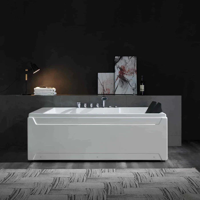 Empava 72" Modern Alcove Whirlpool 2-Person Bathtub with Left Drain and LED Lights, EMPV-72JT367LED Empava