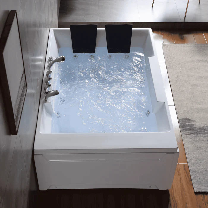 Empava 72" Modern Alcove Whirlpool 2-Person Bathtub with Left Drain and LED Lights, EMPV-72JT367LED Empava