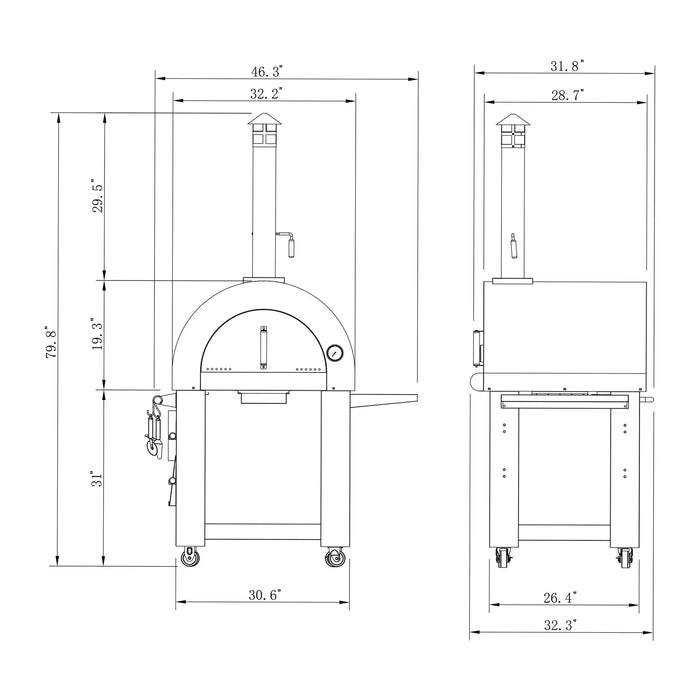 Empava Outdoor Wood Fired Pizza Oven with Side Table, EMPV-PG05 Empava