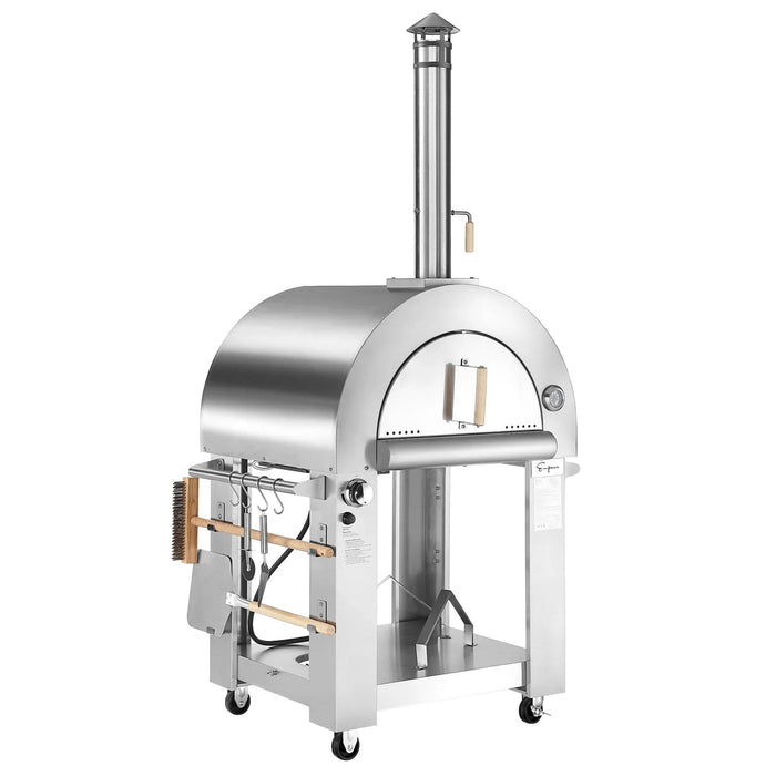Empava Outdoor Wood Fired and Gas Pizza Oven in Stainless Steel, EMPV-PG03 Empava