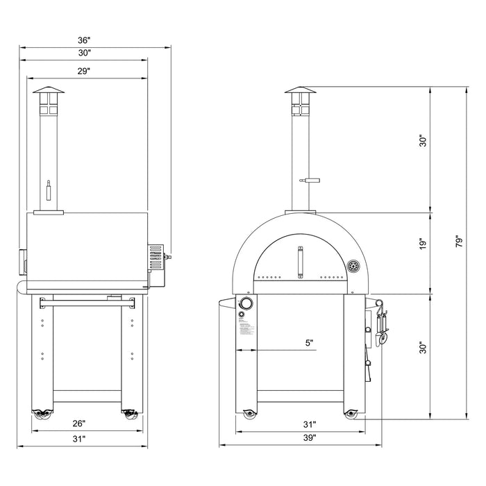 Empava Outdoor Wood Fired and Gas Pizza Oven in Stainless Steel, EMPV-PG03 Empava