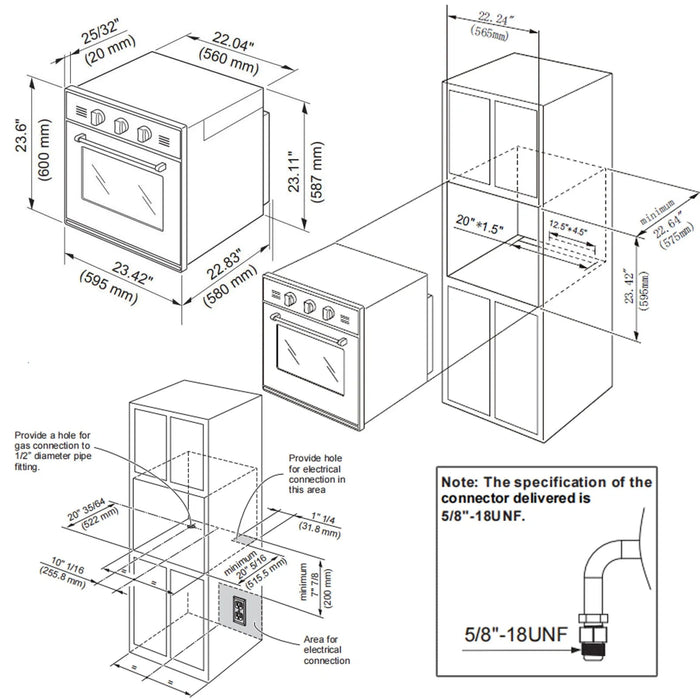 Empava 24" Single Propane Gas Wall Oven - 2.3 cu. ft., EMPV-24WO11L Empava