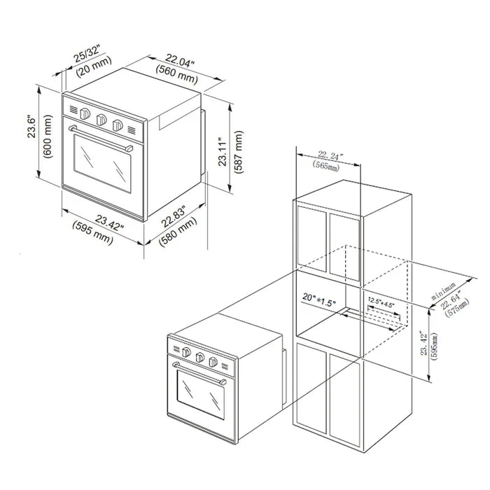 Empava 24" Single Natural Gas Wall Oven - 2.3 cu. ft., EMPV-24WO08 Empava