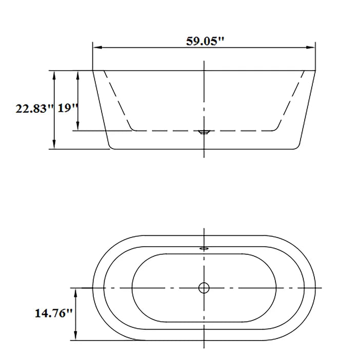 Empava 59" Freestanding Soaking Bathtub, EMPV-59FT1505 Empava