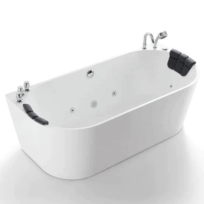 Empava 59" Whirlpool Hydromassage Alcove Bathtub with Faucet, EMPV-59AIS06 Empava