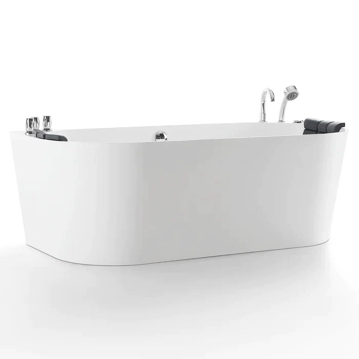 Empava 59" Whirlpool Hydromassage Alcove Bathtub with Faucet, EMPV-59AIS06 Empava