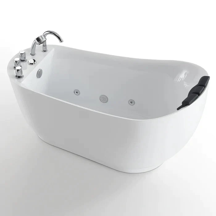 Empava 59" Freestanding Whirlpool Acrylic Bathtub with Faucet,  EMPV-59AIS04 Empava