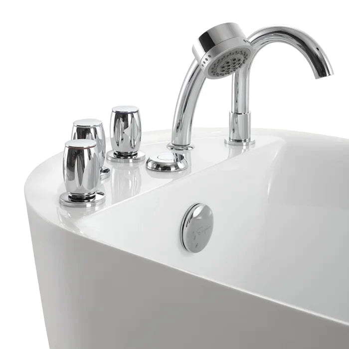 Empava 59" Freestanding Whirlpool Acrylic Bathtub with Faucet,  EMPV-59AIS04 Empava