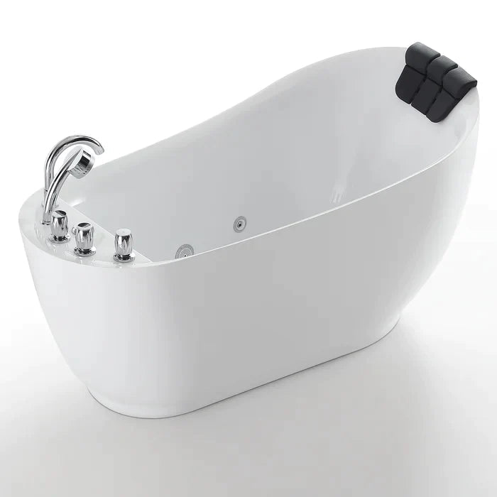 Empava 59" Freestanding Whirlpool Acrylic Bathtub with Faucet,  EMPV-59AIS04 Empava