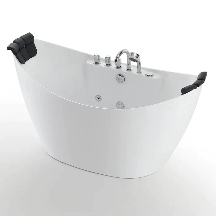Empava 59" Freestanding Hourglass Whirlpool Bathtub with Faucet, EMPV-59AIS11 Empava