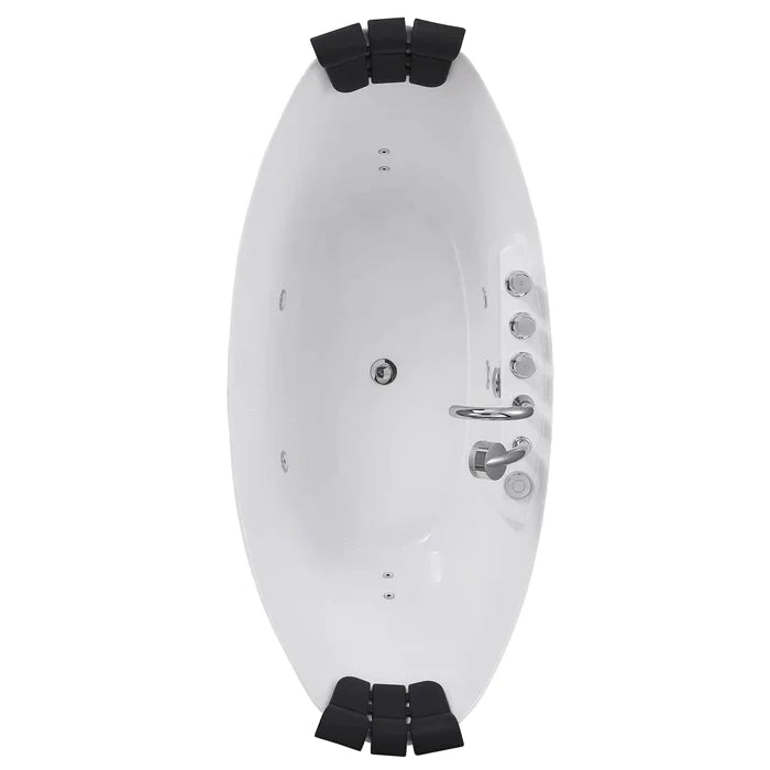 Empava 59" Freestanding Hourglass Whirlpool Bathtub with Faucet, EMPV-59AIS11 Empava
