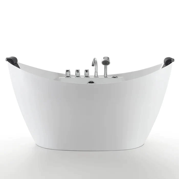 Empava 59" Freestanding Hourglass Whirlpool Bathtub with Faucet, EMPV-59AIS11 Empava