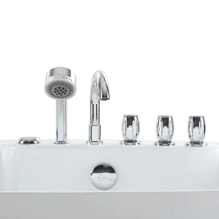 Empava 59" Freestanding Oval Whirlpool Bathtub with Faucet, EMPV-59AIS12 Empava