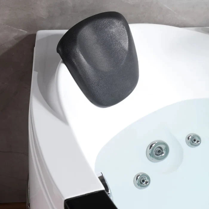 Empava 59" Hydrotherapy Corner Thermostatic LED Whirlpool Bathtub with Left Drain, EMPV-59JT319LED Empava