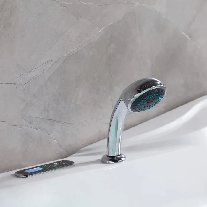 Empava 59" Hydrotherapy Corner Thermostatic LED Whirlpool Bathtub with Left Drain, EMPV-59JT319LED Empava