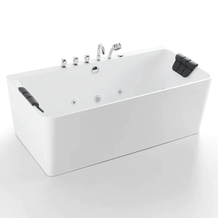 Empava 67" Freestanding Whirlpool Acrylic Bathtub with Faucet, EMPV-67AIS03 Empava