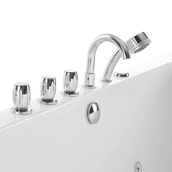 Empava 67" Freestanding Whirlpool Acrylic Bathtub with Faucet, EMPV-67AIS03 Empava