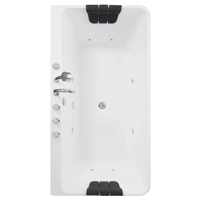 Empava 67" Freestanding Whirlpool Acrylic Bathtub with Faucet, EMPV-67AIS03 Empava