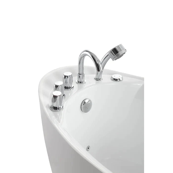 Empava 67" Freestanding Whirlpool Acrylic Bathtub with Faucet, EMPV-67AIS02 Empava
